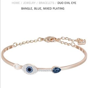 Swarovski DUO EVIL EYE BANGLE, BLUE, MIXED PLATING
